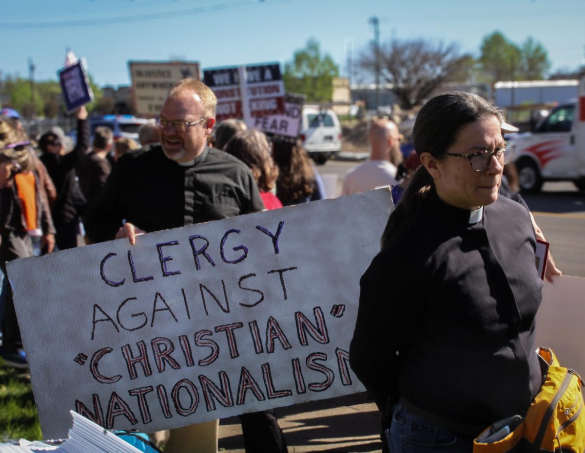 Chris and Joy Warren protest against Christian Nationalism in Murfreesboro, Tennessee, on March 28, 2026.
