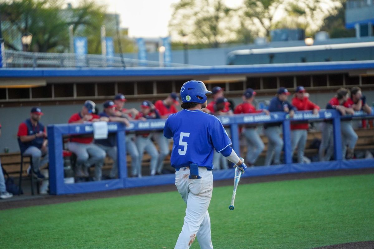 MTSU outfielder Matt Wolfe walks up to plate during a game against Southern Indiana University at Reese Smith Jr field on March 31, 2026
