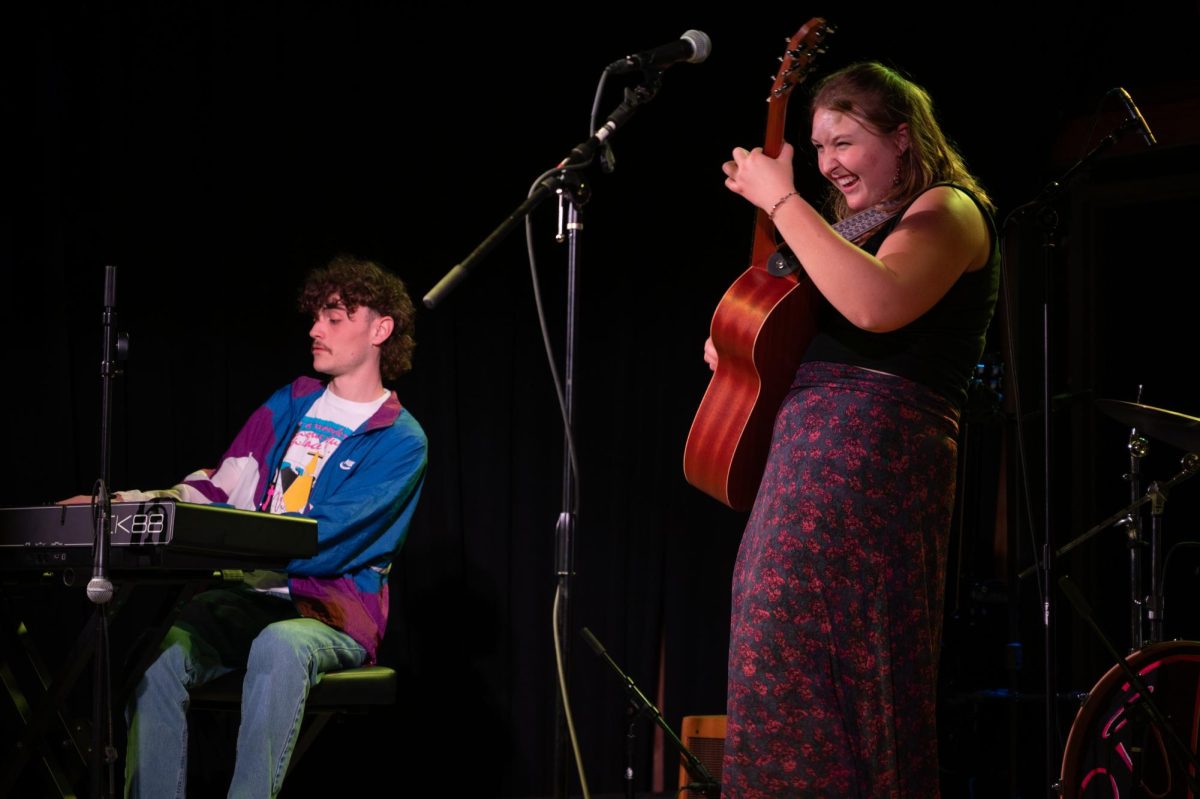 Josie James Unit keyboardist, Noah Masson, (left) and Lead singer, Josie James, (right) perform during the Match records ladies night at Hop Springs on Mar. 4th, 2026