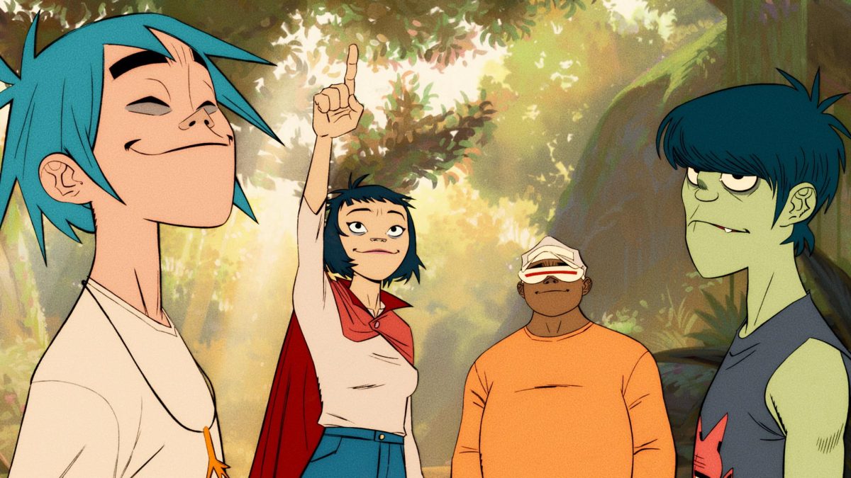 Film still from Gorillaz "The Mountain" movie. 