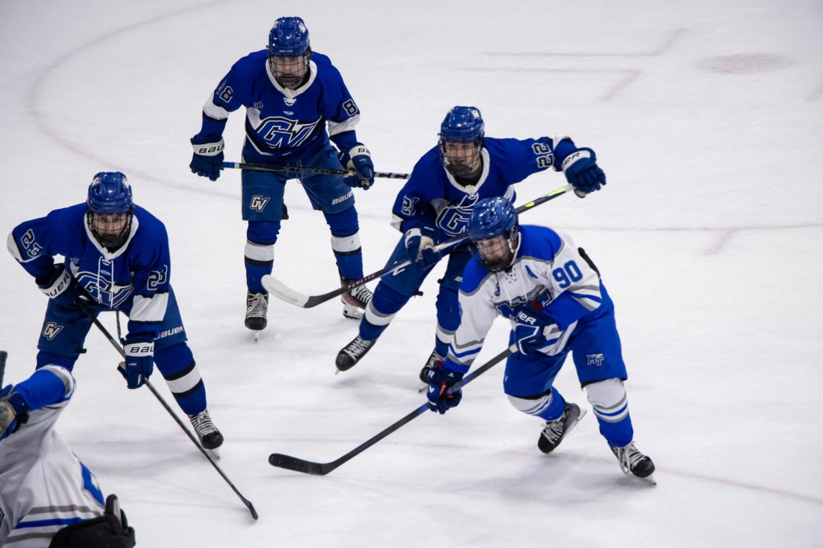 MTSU club hockey forward Donovan Yesnach during a game against Grand Valley State at the Centene Community Ice Center on March 20, 2026.
