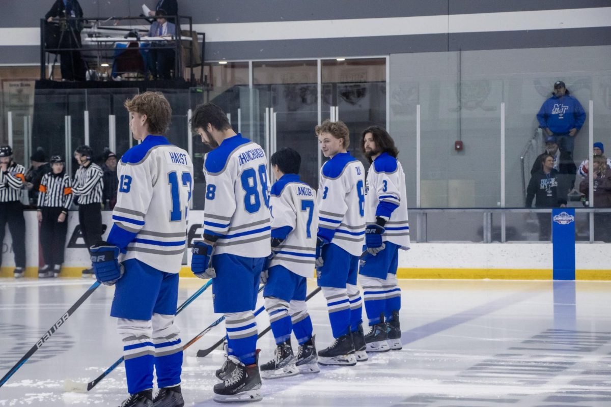 MTSU club hockey's starting line up in a game against Northwood at the Centene Community Ice Center on March 19, 2026.