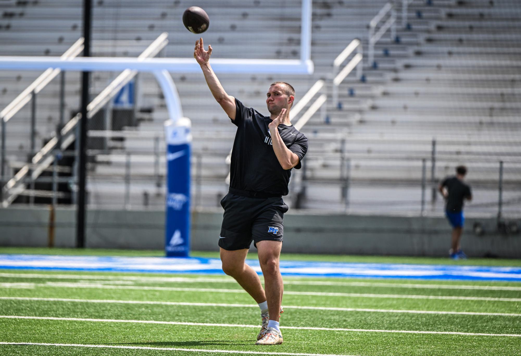 MTSU quarterback Nicholas Vattiato throws a pass during NFL Pro Day at Floyd Stadium on March 30, 2026.