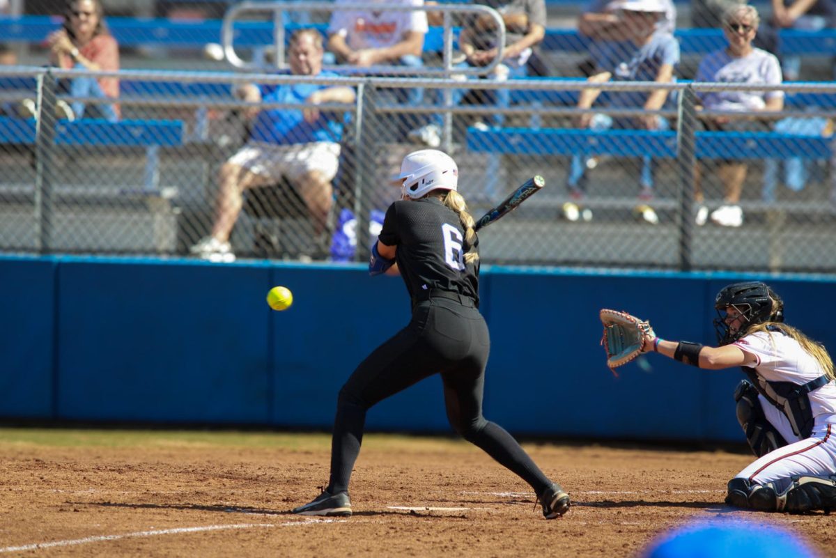 Mady Pint (6) bats against UT Martin at Blue Raider Softball Field on Feb. 28, 2026.