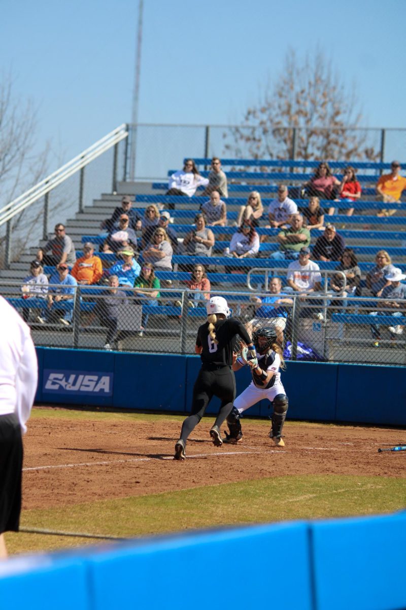 Mady Pint (6) attempts to score against UT Martin at Blue Raider Softball Field on Feb. 28, 2026.