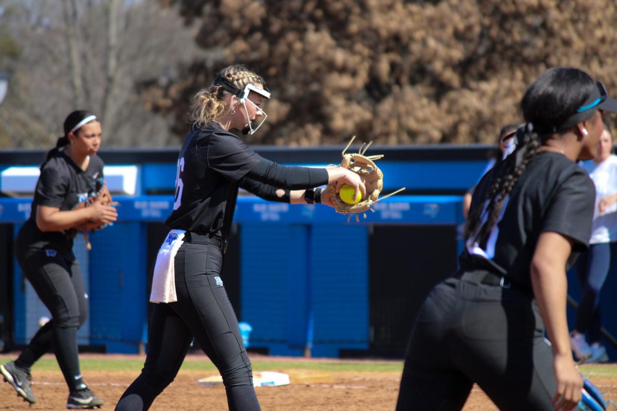 Elle Hildreth pitches against UT Martin at Blue Raider Softball Field on Feb. 28, 2026.