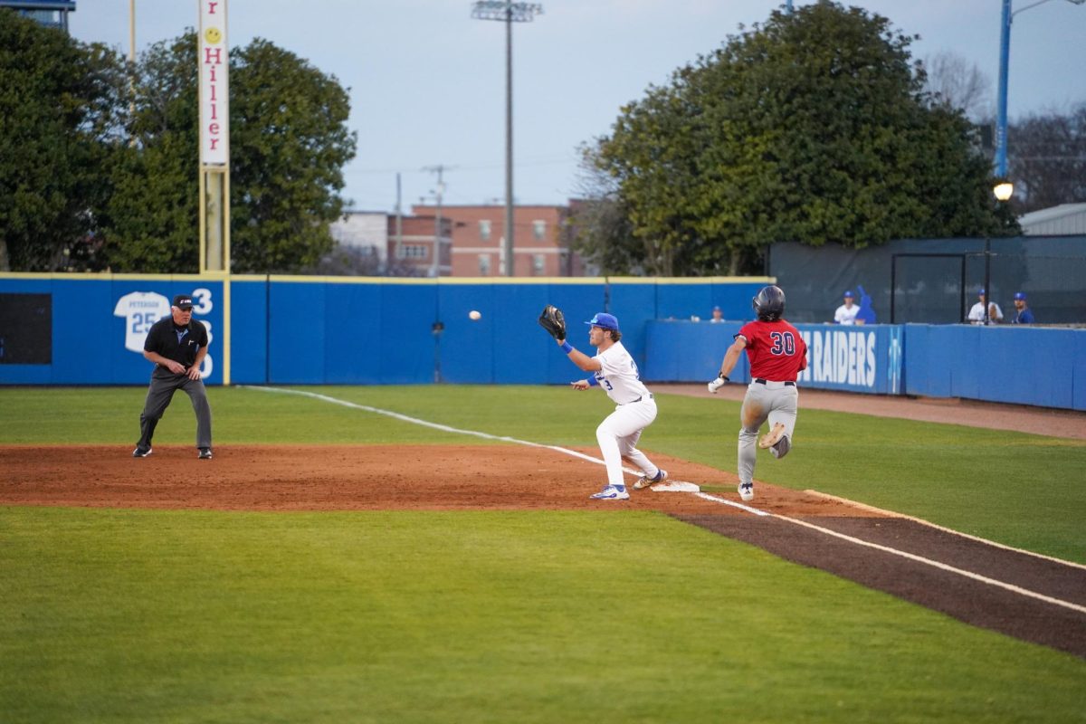 Middle Tennessee infielder Clay Badylak throws to first base to record an out during a game against the Belmont Bruins at Reese Smith Jr. Field on March 4, 2026.
