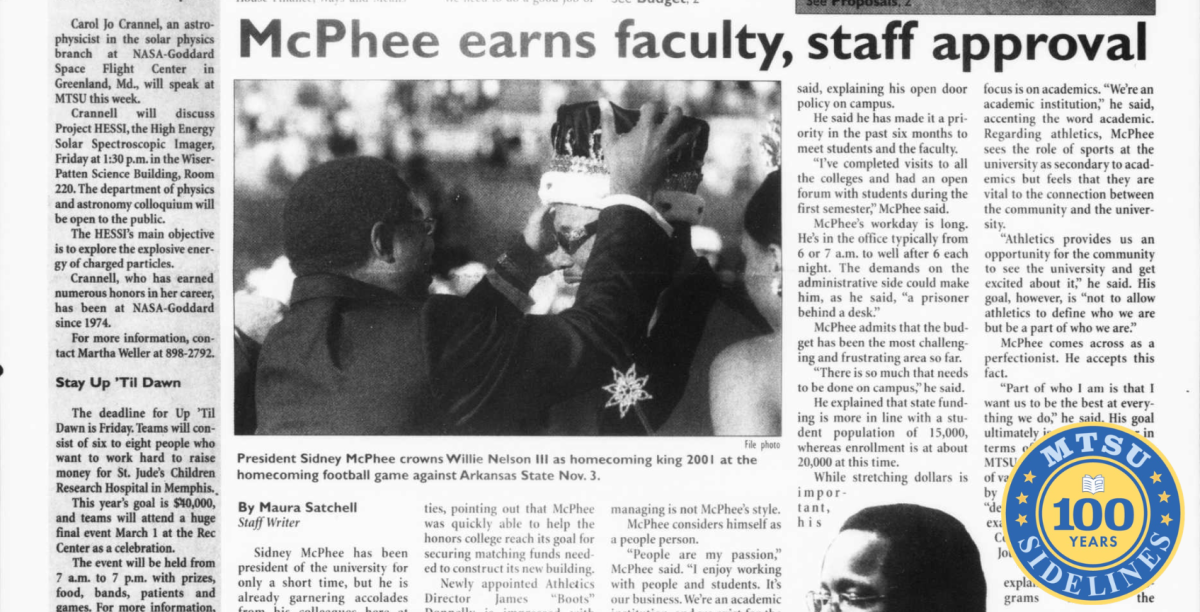 Sidelines, Jan. 30, 2002. 