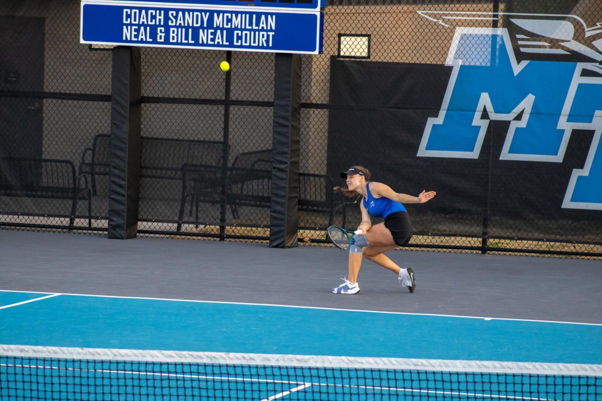 Lena Peyer returns a volley at the MTSU Tennis Complex on Feb. 28, 2026.