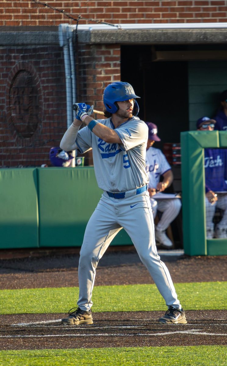 MTSU shortstop Matt Wolfe awaits a pitch during a game against Tennessee Tech University at Bush Stadium on April 21, 2026.