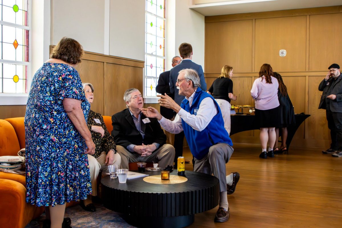 Sidelines alumni talking during the MTSU Sidelines 100 Years Celebration at Riverside Revival in Nashville, Tennessee, on April 9, 2026. 