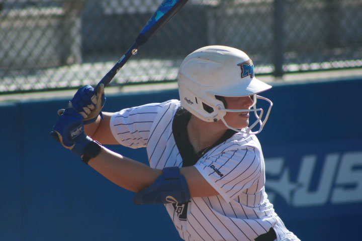 MTSU catcher Ansley Blevins up to bat while facing the Louisiana Bulldogs at Blue Rader Softball Field on Apr. 3, 2026. 