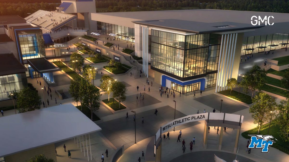 Renderings of the Build Blue phase two project, including a renovated Murphy Center.