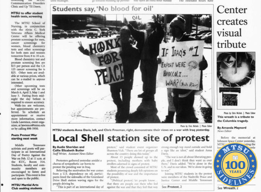 Sidelines, Feb. 5, 2003. 