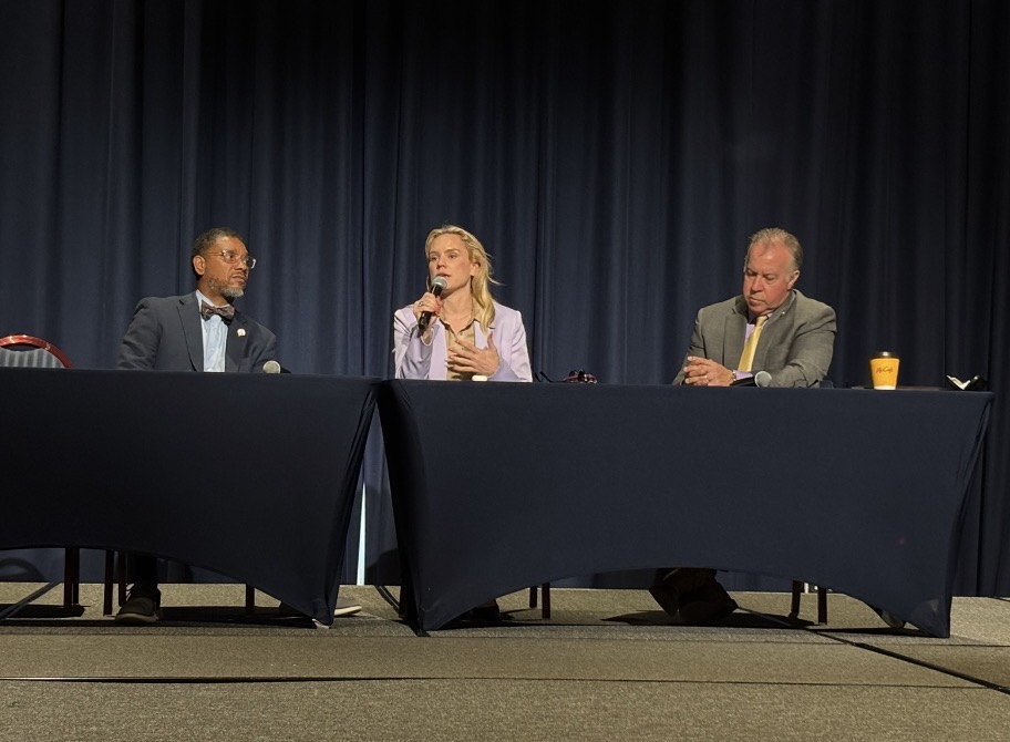(Left to right) Rep. Vincent Dixie (D- House District 54), Rep. Aftyn Behn (D- House District 51) and Rep. Mike Sparks (R- House District 49) answer questions about civic engagement at the "Voices that Shape Change" panel on April 2, 2026.