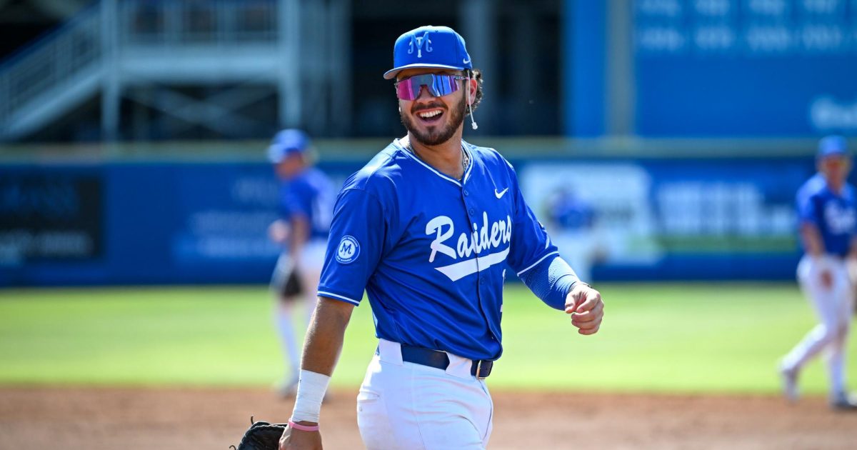 MTSU first baseman Dean O'Neill smiles towards the dugout inbetween innings during a game against Liberty University at Reese Smith Jr. Field on May 15, 2026. 