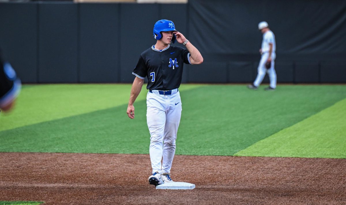 MTSU designated hitter steps onto second base during a game against Western Kentucky at Mickey Dunn Stadium in Kennesaw, Georgia on May 20, 2026. 
