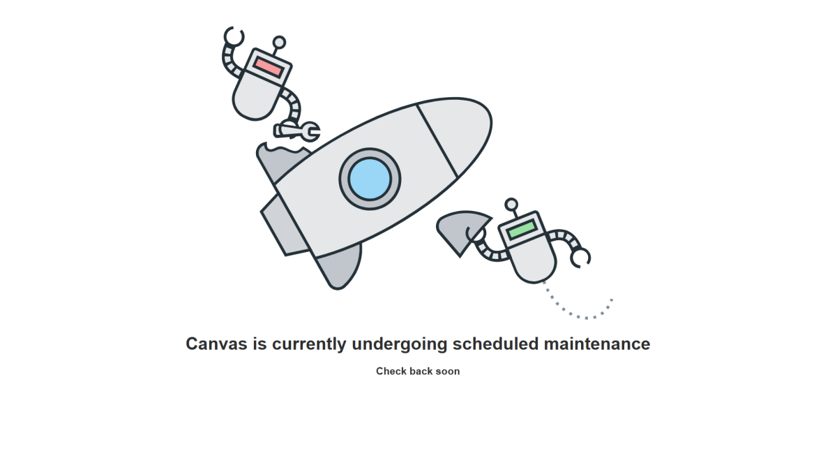 The Canvas maintenance screen on May 7, 2026.