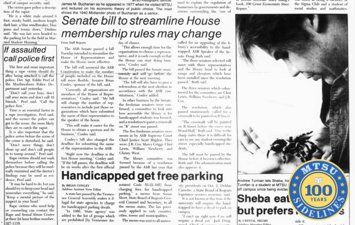 Sidelines, Oct. 17, 1986.