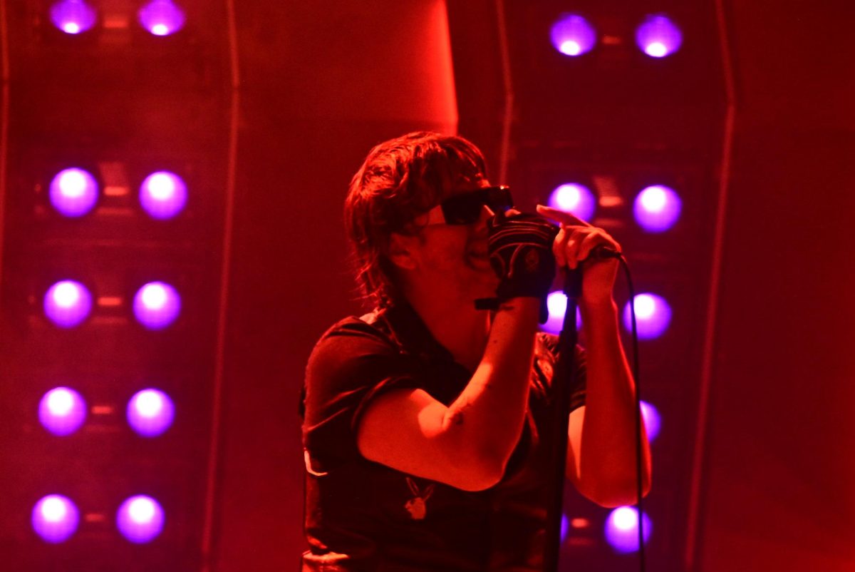 Julian Casablancas of The Strokes performing on the What Stage at Bonnaroo Music & Arts Festival in Manchester Tenn. on June 12, 2026.
