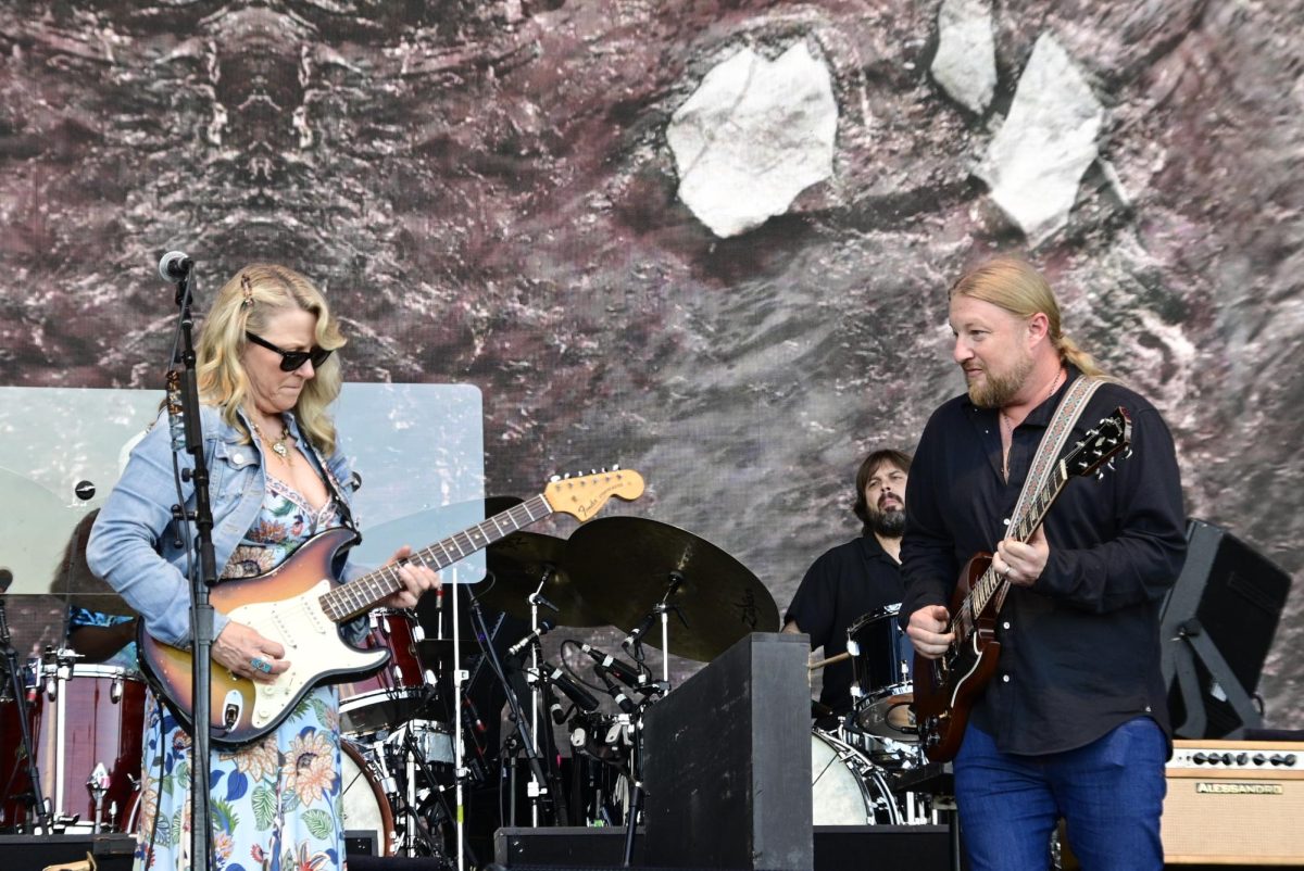 Susan Tedeschi and Derek Trucks of the Tedeschi Trucks band performing together at the What Stage at Bonnaroo Music & Arts Festival in Manchester Tenn. on June 14, 2026.
