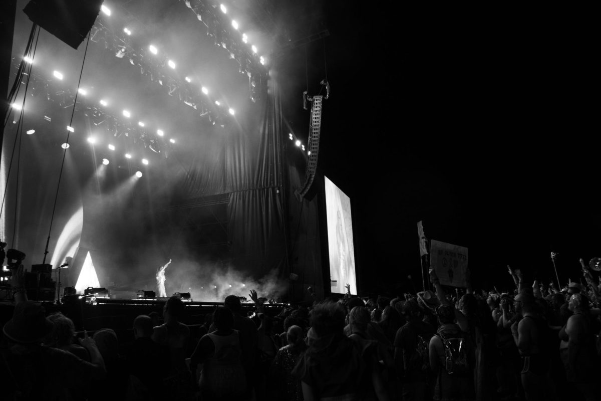 Kesha performing at the Which Stage at Bonnaroo Music & Arts Festival, 2026. 